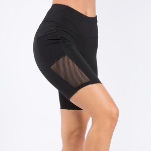 High Waist Bike Shorts with Mesh Detail